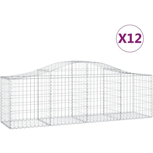  Lučne gabionske ko&amp;scaron;are 12 kom 200x50x60/80 cm pocinčano željezo Slike
