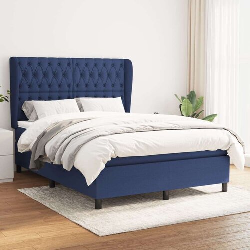VidaXL Krevet s oprugama i madracem plavi 140 x 190 cm od tkanine Slike