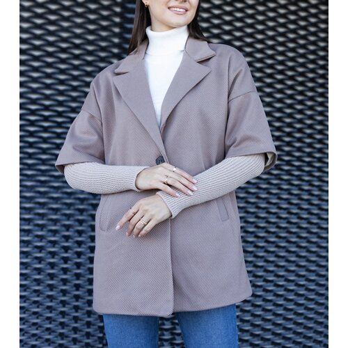 Gemre Dark beige coat with sweater sleeves Sameha Cene