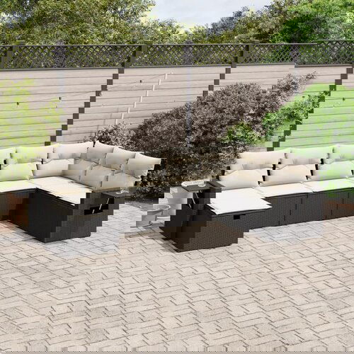 vidaXL 8-dijelni set vrtnih sofa od poliratana s jastucima crni Cijene