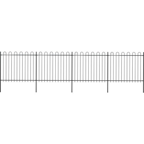vidaXL Vrtna ograja z obročastimi vrhovi jeklo 6,8x1,5 m črna Cene