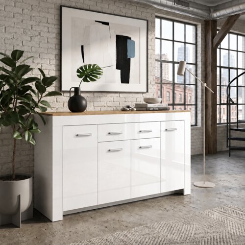 GENERIK Komoda Milan 4D1Dr &ndash; Oak artisan/ White UV Hg (full lacquered), (5000486164) Cene