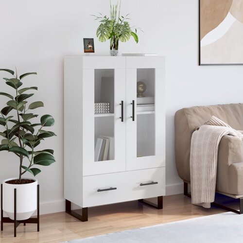 vidaXL Visoka omara visok sijaj bela 69,5x31x115 cm inženirski les Cene