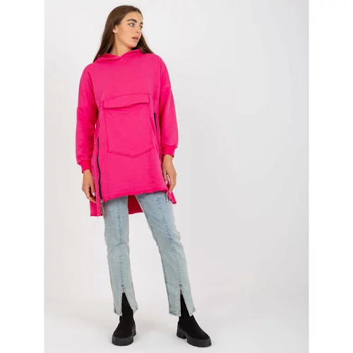 Fashion Hunters Fluo pink cotton basic hoodie