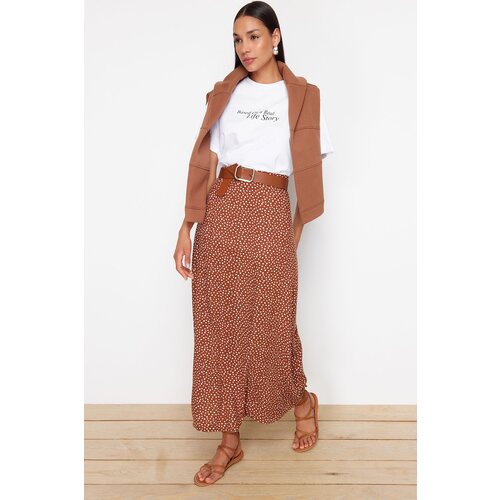 Trendyol Brown Polka Dot Patterned Woven Skirt Slike