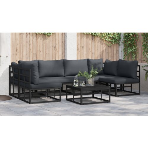 VidaXL Sjedeća garnitura za vrt 6 pcs Crna 283 x 141.5 x 71 cm Slike
