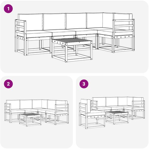  Set vanjskih sofa 6 pcs Bijela i antracit Čvrsto drvo akacije Slike