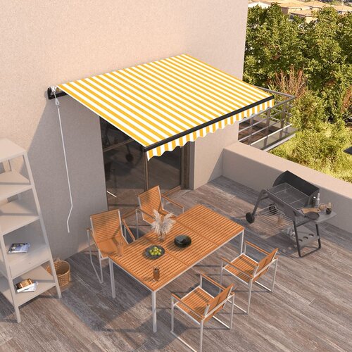 vidaXL avtomatsko zložljiva tenda 350x250 cm rumena in bela Cene