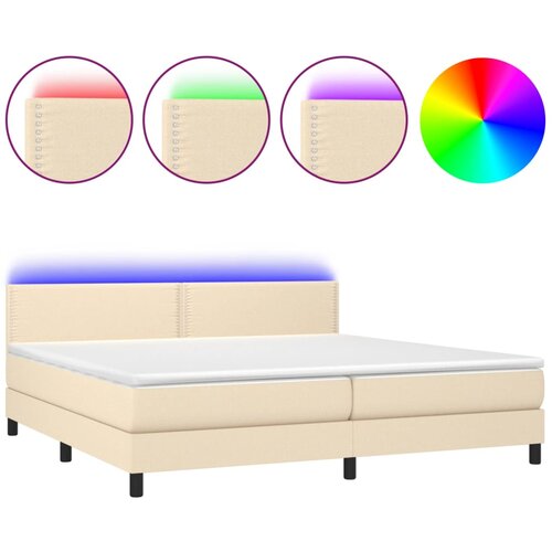 VidaXL Box spring postelja z vzmetnico LED krem 200x200 cm blago, (20902166) Slike