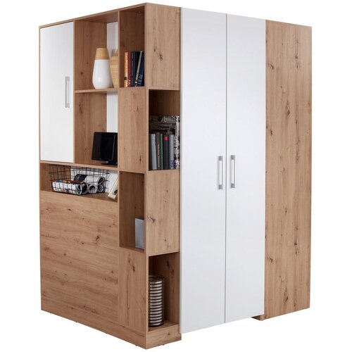 Modern Living Kotna Omara Box, Bela, Barva Hrasta Cene