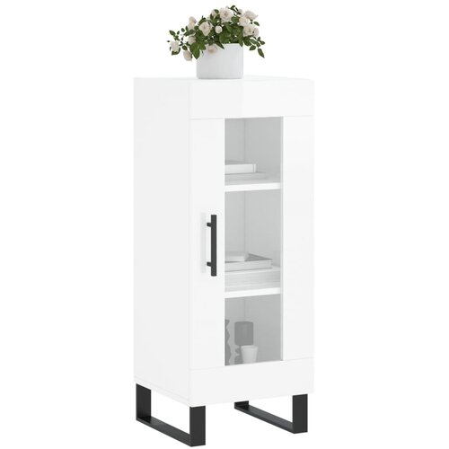  Komoda sjajna bijela 34,5 x 34 x 90 cm od konstruiranog drva Slike