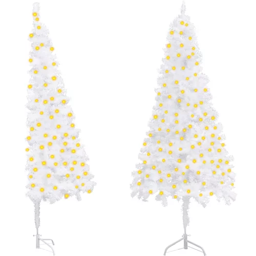 vidaXL kutno umjetno božićno drvce s LED svjetlima bijelo 240 cm PVC