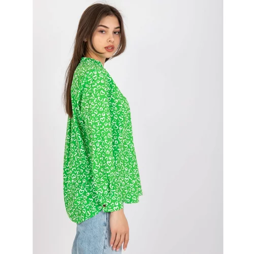 Fashion Hunters Green loose blouse Inesa with long sleeves