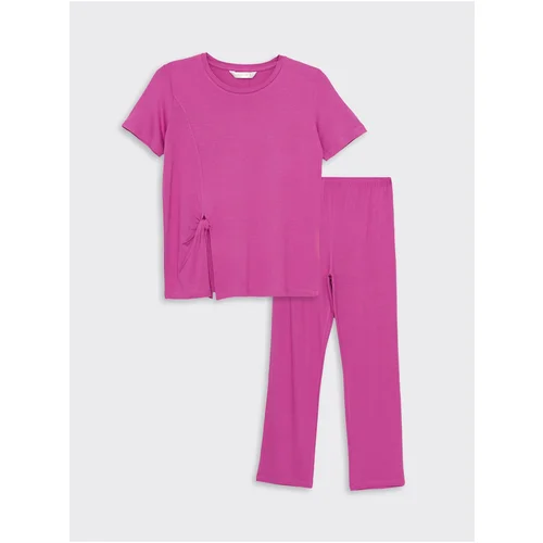 LC Waikiki Women's Pajamas Set with Crew Neck, Short Sleeve, Straight