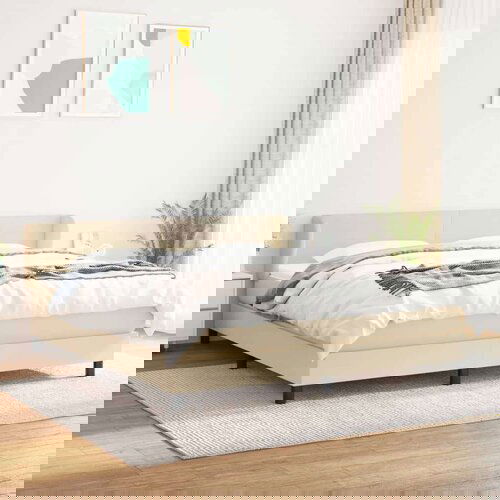  Krevet s oprugama i madracem krem 180x200 cm od tkanine Cijene