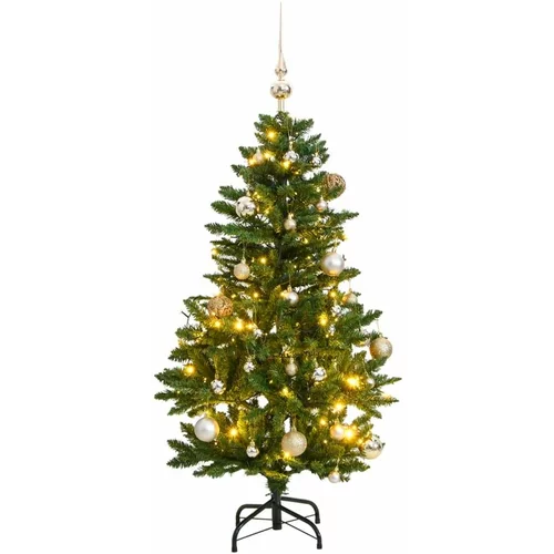  Umjetno božićno drvce 150 LED sa šarkama i kuglicama 120 cm