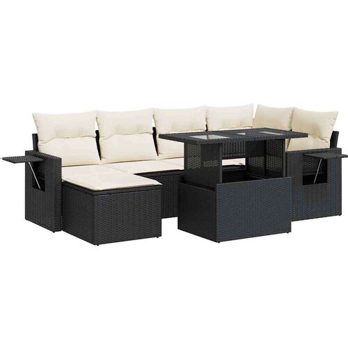 vidaXL 7-dijelni set vrtnih sofa od poliratana s jastucima crni Cijene