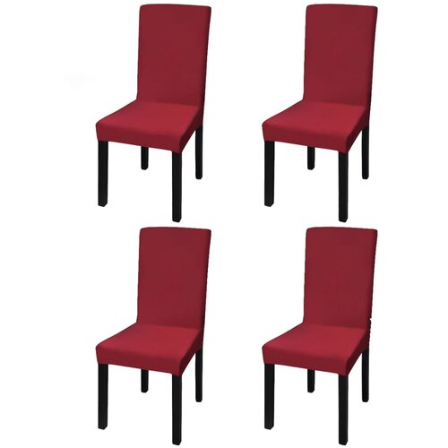 VidaXL Ravne raztegljive prevleke za stole 4 kosi bordo Slike