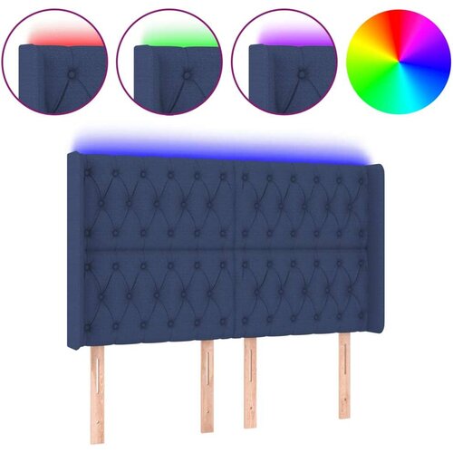 Uzglavlje plavo 163 x 16 x 118/128 cm od tkanine Slike