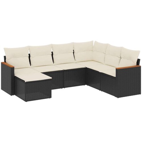 VidaXL 7-dijelni set vrtnih sofa od poliratana s jastucima crni Slike