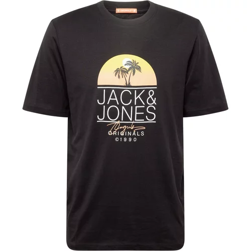Jack & Jones Majica 'CASEY' rumena / pastelno oranžna / črna / bela