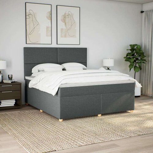 VidaXL Okvir kreveta s oprugama i madrac svjetlosivi 180x200cm tkanina Slike