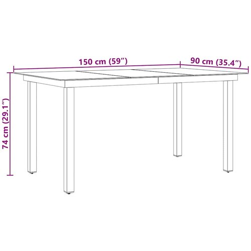  Vrtni stol crni 150 x 90 x 74 cm aluminijum i staklo Slike