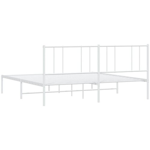  Metalni okvir za krevet s uzglavljem bijeli 193x203 cm Slike