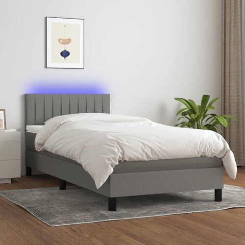 The Living Store Box spring postelja z vzmetnico LED temno siva 90x190 cm blago - Box Spring Postelja, (21516245) Cene