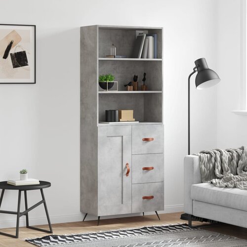 VidaXL Visoka komoda siva betona 69 5x34x180 cm od konstruiranog drva Slike