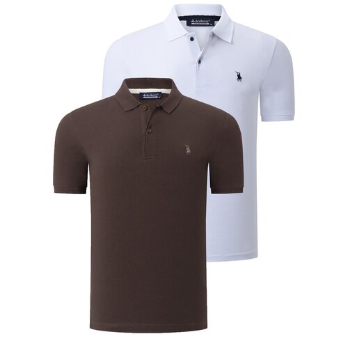 Dewberry DUO SET T8561 MEN&amp;#039;S TSHIRT-BROWN-WHITE Slike