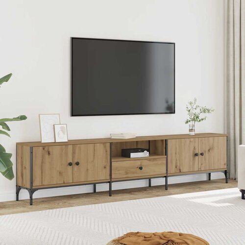 TV ormarić s ladicom boja hrasta 200x25x44 cm konstruirano drvo Cene