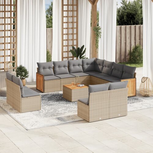 VidaXL 12-dijelni set vrtnih sofa od poliratana s jastucima bež Slike