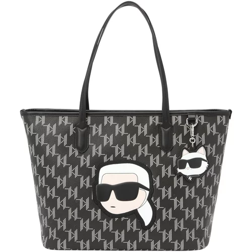 Karl Lagerfeld Nakupovalna torba 'Ikonik 2.0' črna / bela