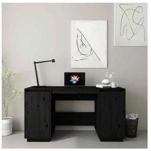 Pisalna miza črna 140x50x75 cm trdna borovina