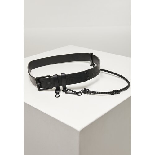 Urban Classics Imitation leather strap with key chain, black Slike