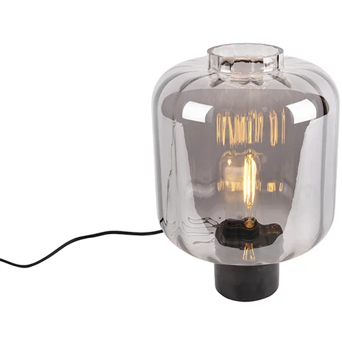QAZQA Dizajn namizna svetilka črna z dimnim steklom - Qara
