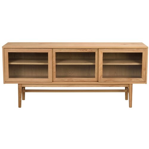 Rowico Vitrina u dekoru hrasta s kliznim vratima u prirodnoj boji 170x75 cm Hazelton – Cijene