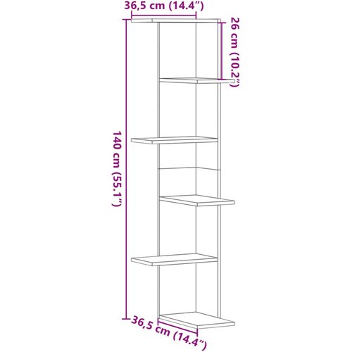  Kutna zidna polica boja drva 36,5x36,5x140 cm konstruirano drvo Slike