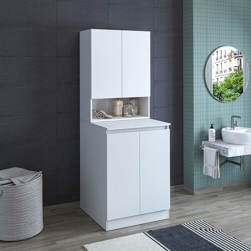 Hanah home 1553 ormarić za ve&amp;scaron; ma&amp;scaron;inu 70 &amp;times; 96 &amp;times; 70 cm, mat bela Slike