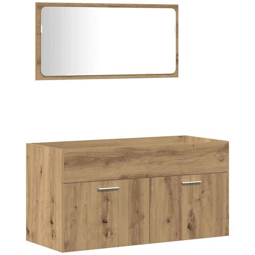  3-dijelni set kupaonskog namje&amp;scaron;taja k&amp;auml;sity&amp;ouml;l&amp;auml;inen tammi Smeđa 90 x 38.5 x 46 cm Slike