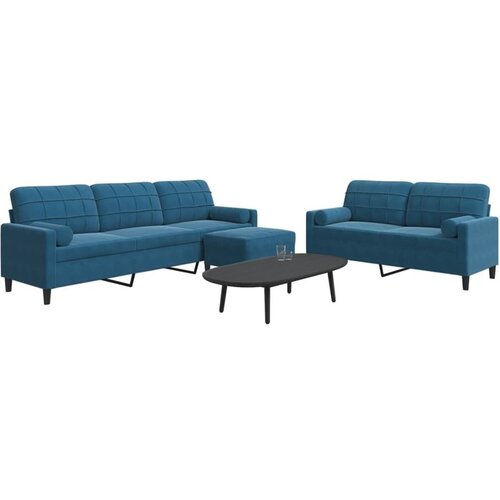 VidaXL 3-dijelni set sofa s jastucima plavi bar&amp;scaron;unasti Slike