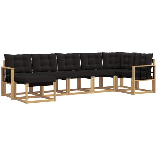vidaXL Zunanja garnitura za sedenje z blazino 7 pcs Bela in črna, (5000269693) Cene