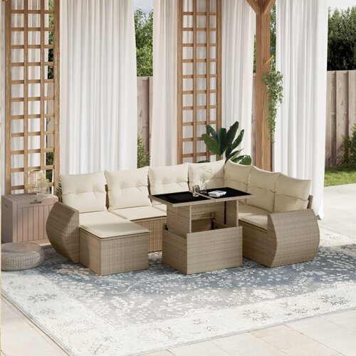 vidaXL 8-dijelni set vrtnih sofa od poliratana s jastucima bež Cijene