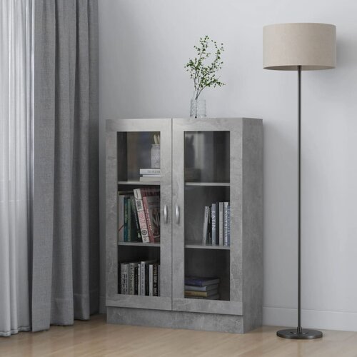 The Living Store Vitrina betonsko siva 82,5x30,5x115 cm iverna plo&amp;scaron;ča - Vitrina, (21836789) Slike