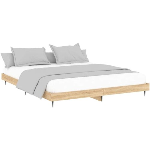 VidaXL Okvir za krevet boja hrasta 200x200 cm od konstruiranog drva Slike
