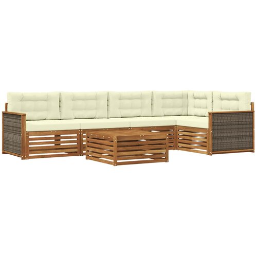 vidaXL Zunanja garnitura za sedenje z blazino 6 pcs Naravna in smetana, (5000281078) Cene