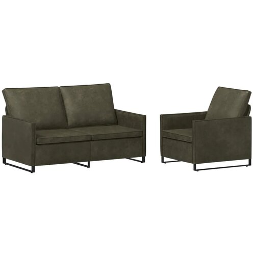  Set sofe 2 pcs Maslinasto zelena Umjetni sued - Vojska zelena Jednostruka + Dvostruka (140 cm) Slike