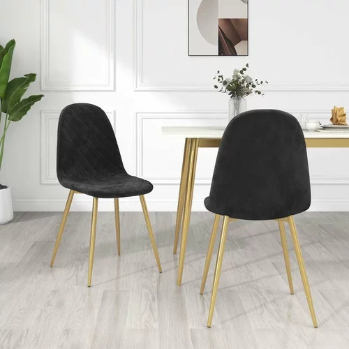  Jedilni stoli 2 kosa črn žamet, (20701558)