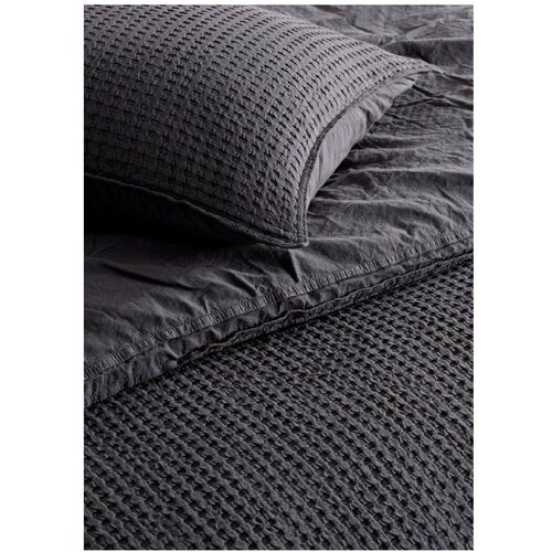 Mila Home Luxury Antracitno siva posteljina za krevet za jednu osobu od renforce pamuka 140x200 cm Waffle Striped &amp;ndash; Slike